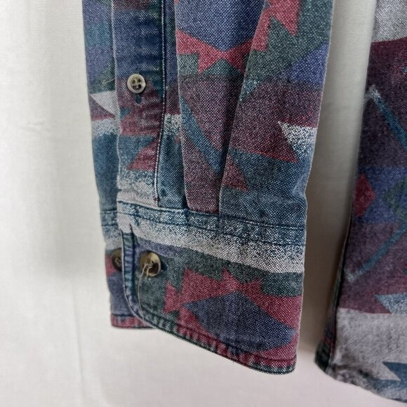 Cabelas Shirt Mens Large Regular Long Sleeve Button Up Aztec Cotton - Picture 4 of 11